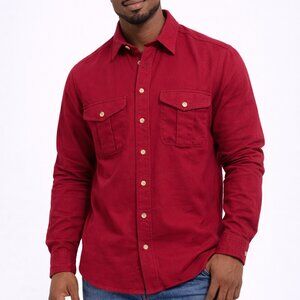 Eddie Bauer Red Flannel Button Down Shirt Men’s M Cotton Outdoor Classic Hiking